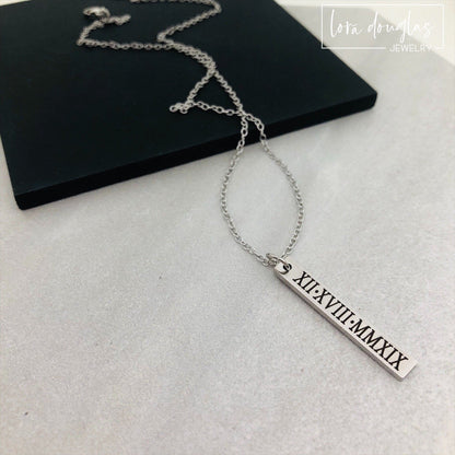 Silver Roman Numerals Necklace