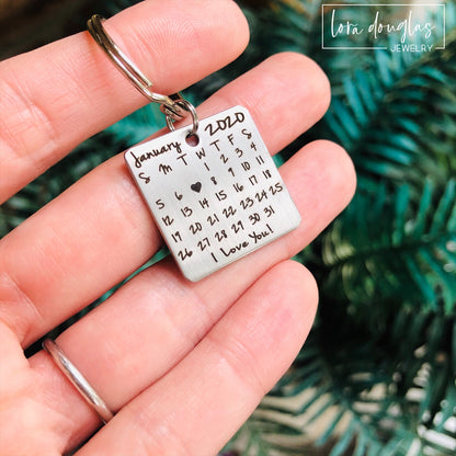 Save the Date, Personalized Calendar Keychain