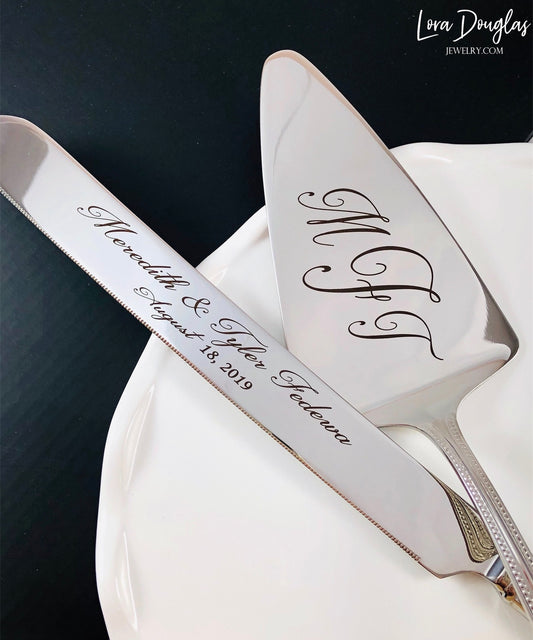 This elegant set features beautifully engraved cake knife and server and is meant to be used on every birthday, then become a cherished part of their wedding. 