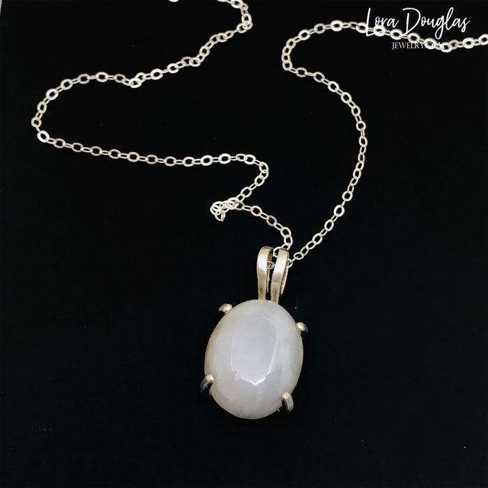 White Quartz Sterling Silver Pendant Necklace