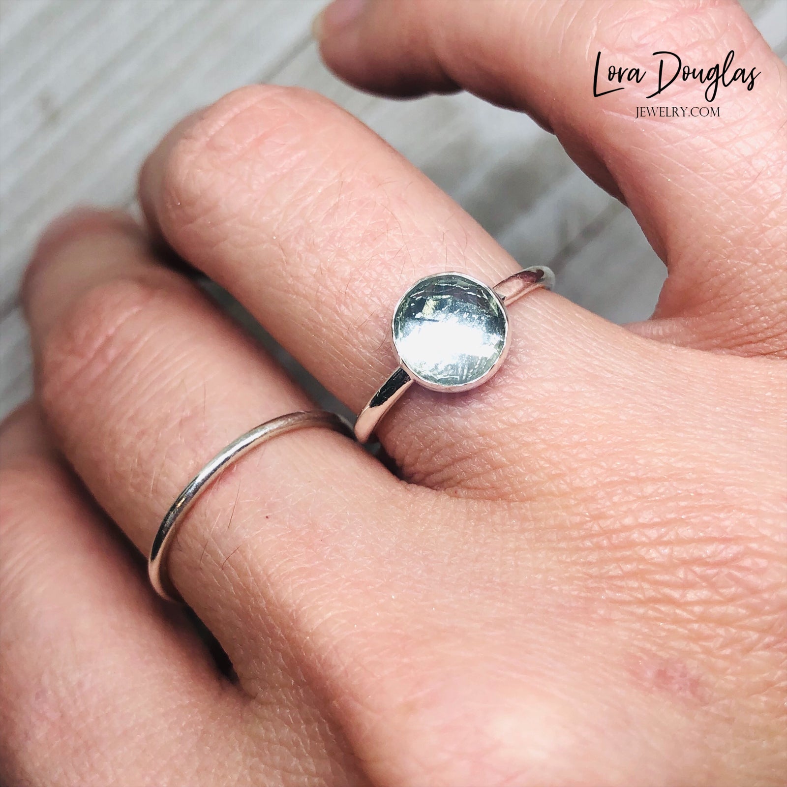 Green Quartz Rose-Cut Solitaire Ring, Size 6