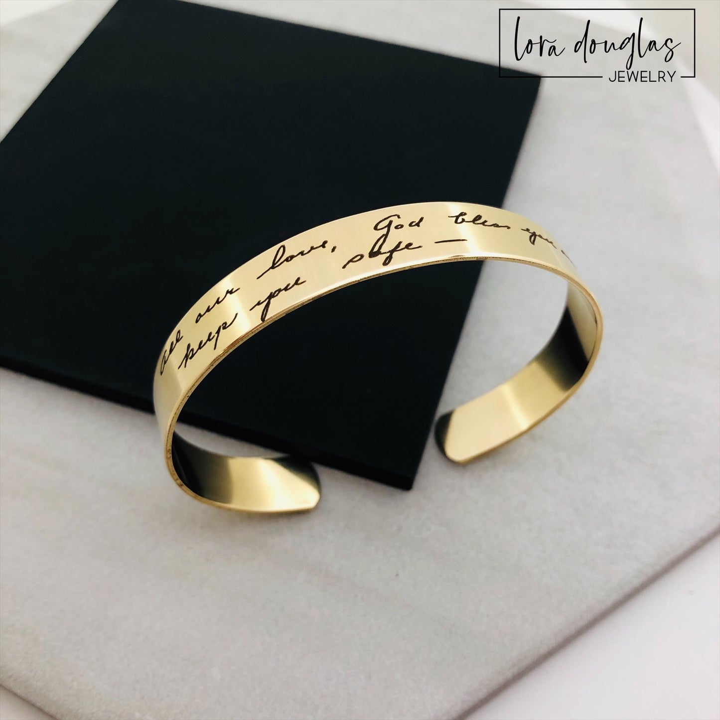 Handwriting Cuff Bracelet Engraved with Handwritten Message
