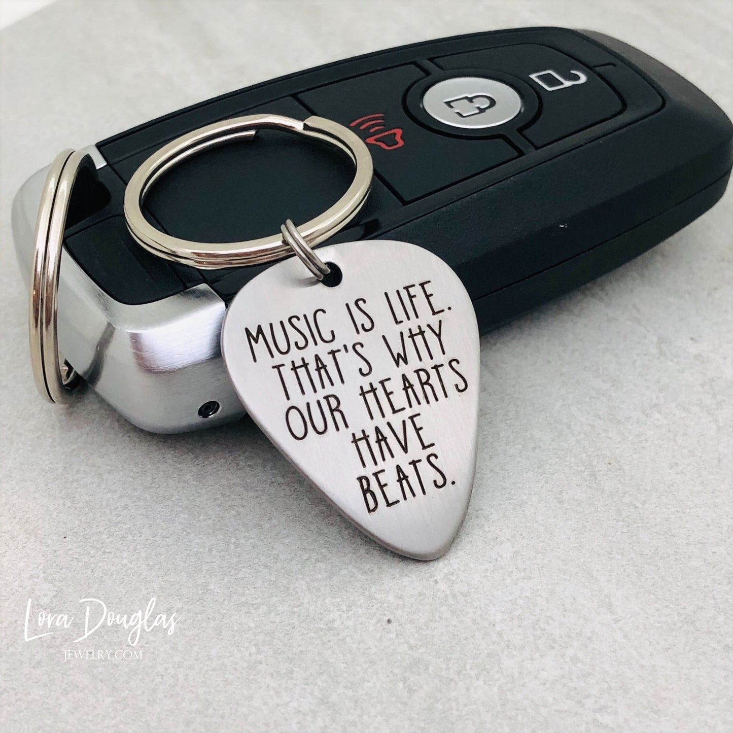 Music is Life Guitar Pick Keychain
