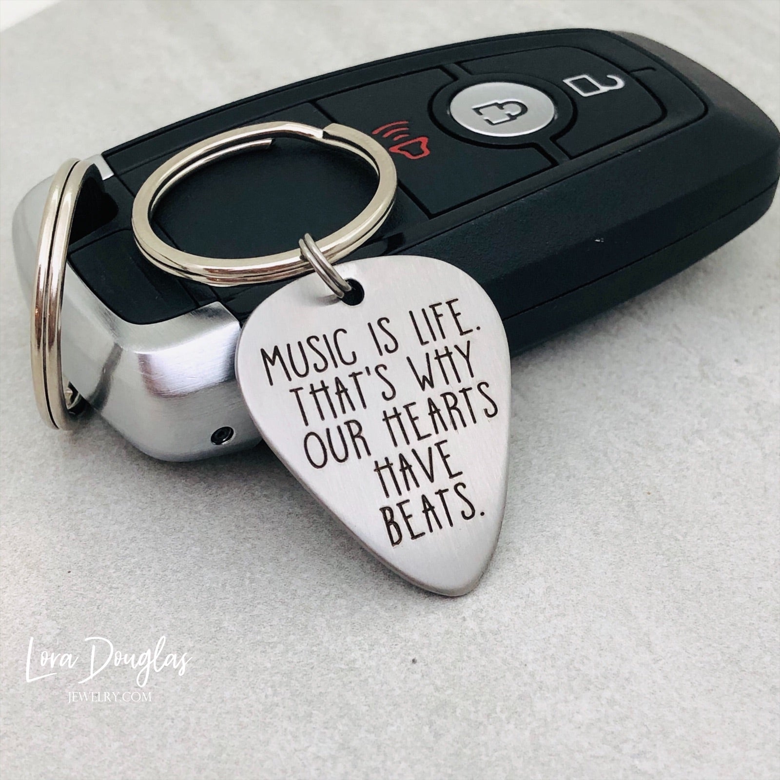 Music is Life Guitar Pick Keychain