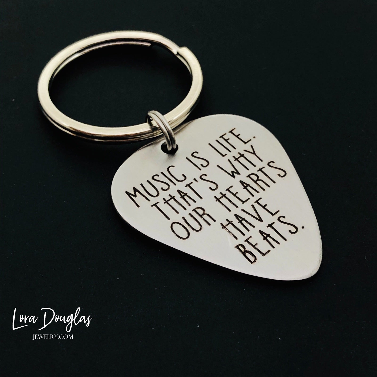 Music is Life Guitar Pick Keychain