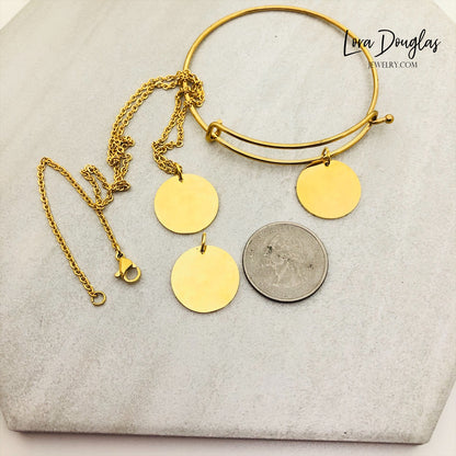 Engraved Multiple Disc Jewelry in Silver, Gold, or Rose Gold