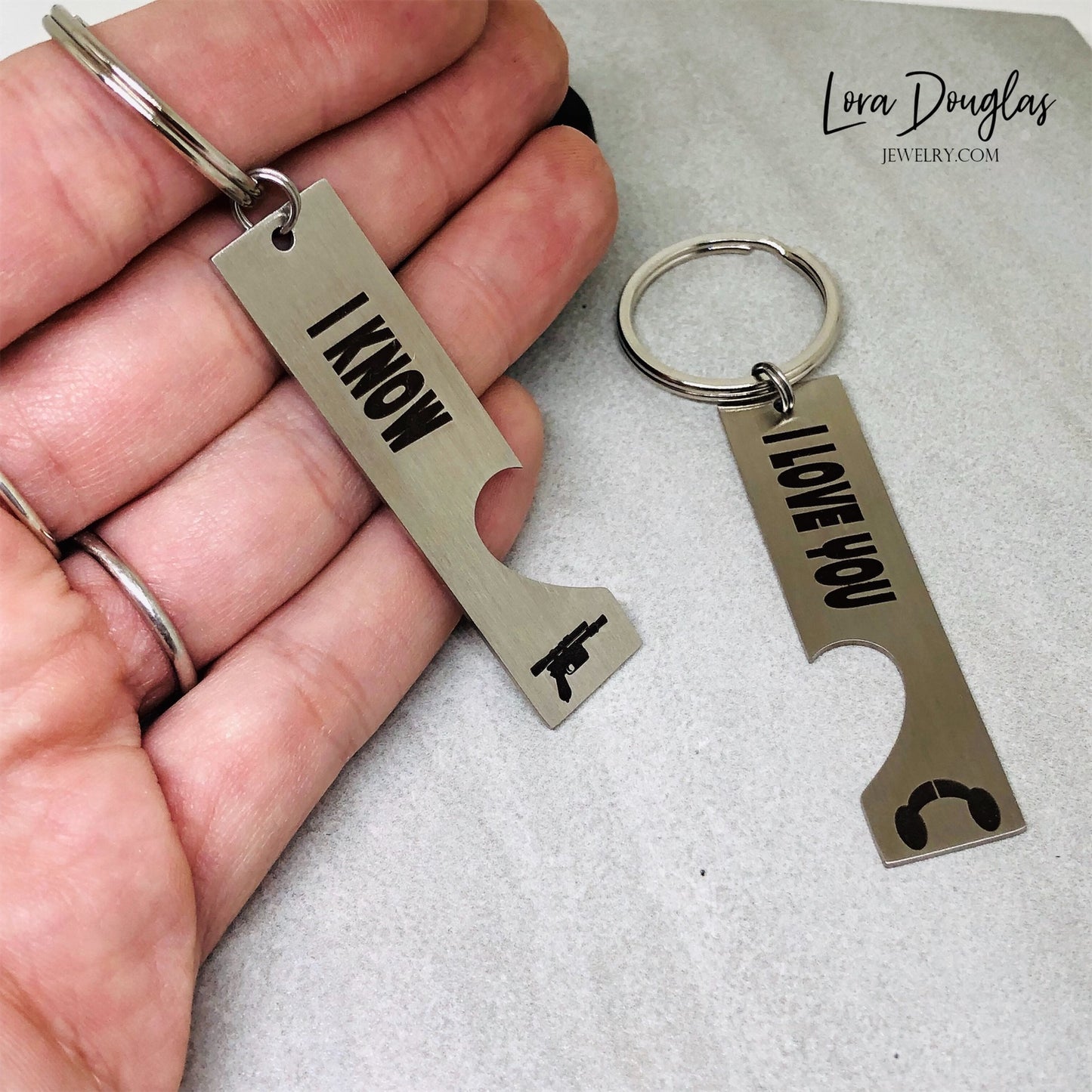 “I Love You” and “I Know” His and Hers key chains