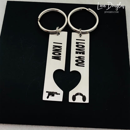 “I Love You” and “I Know” His and Hers key chains