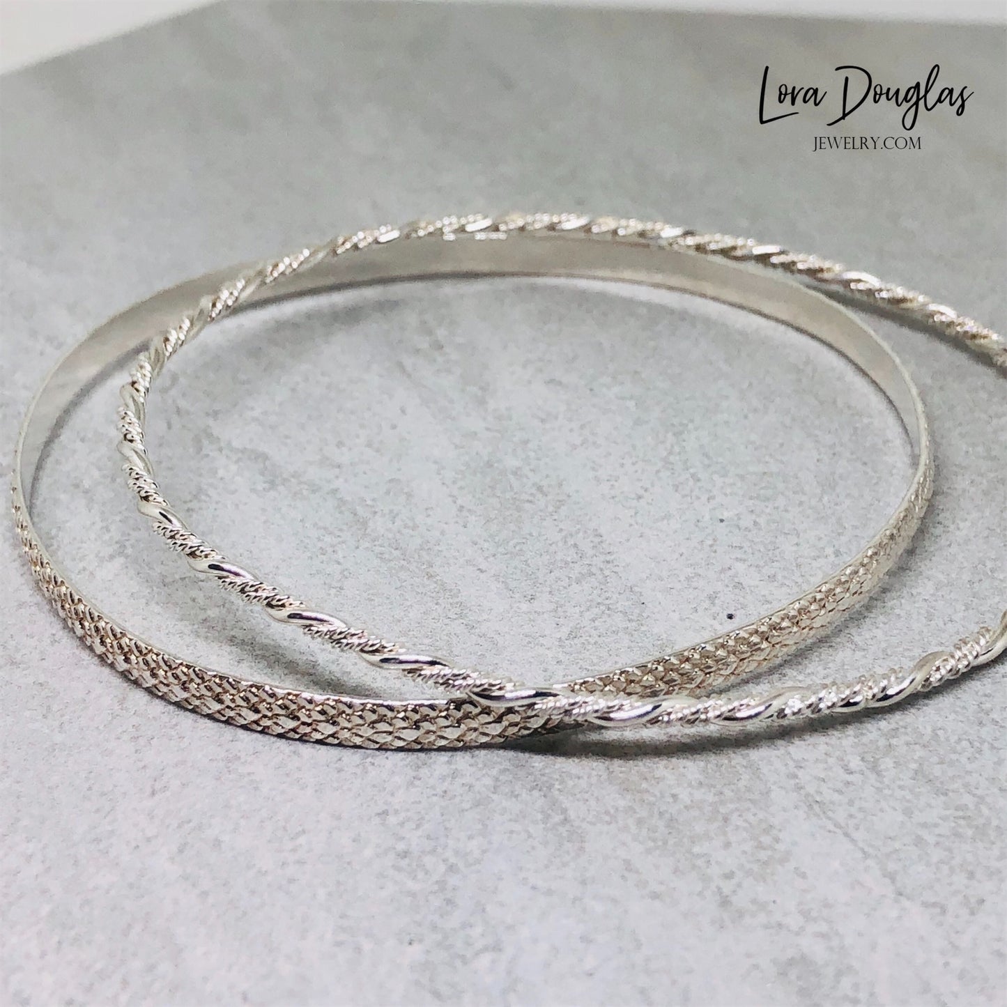 set of two sterling silver bangle bracelets