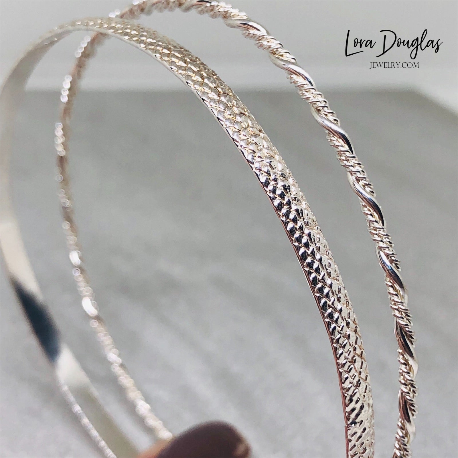 set of two sterling silver bangle bracelets