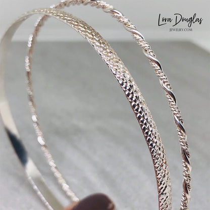 set of two sterling silver bangle bracelets