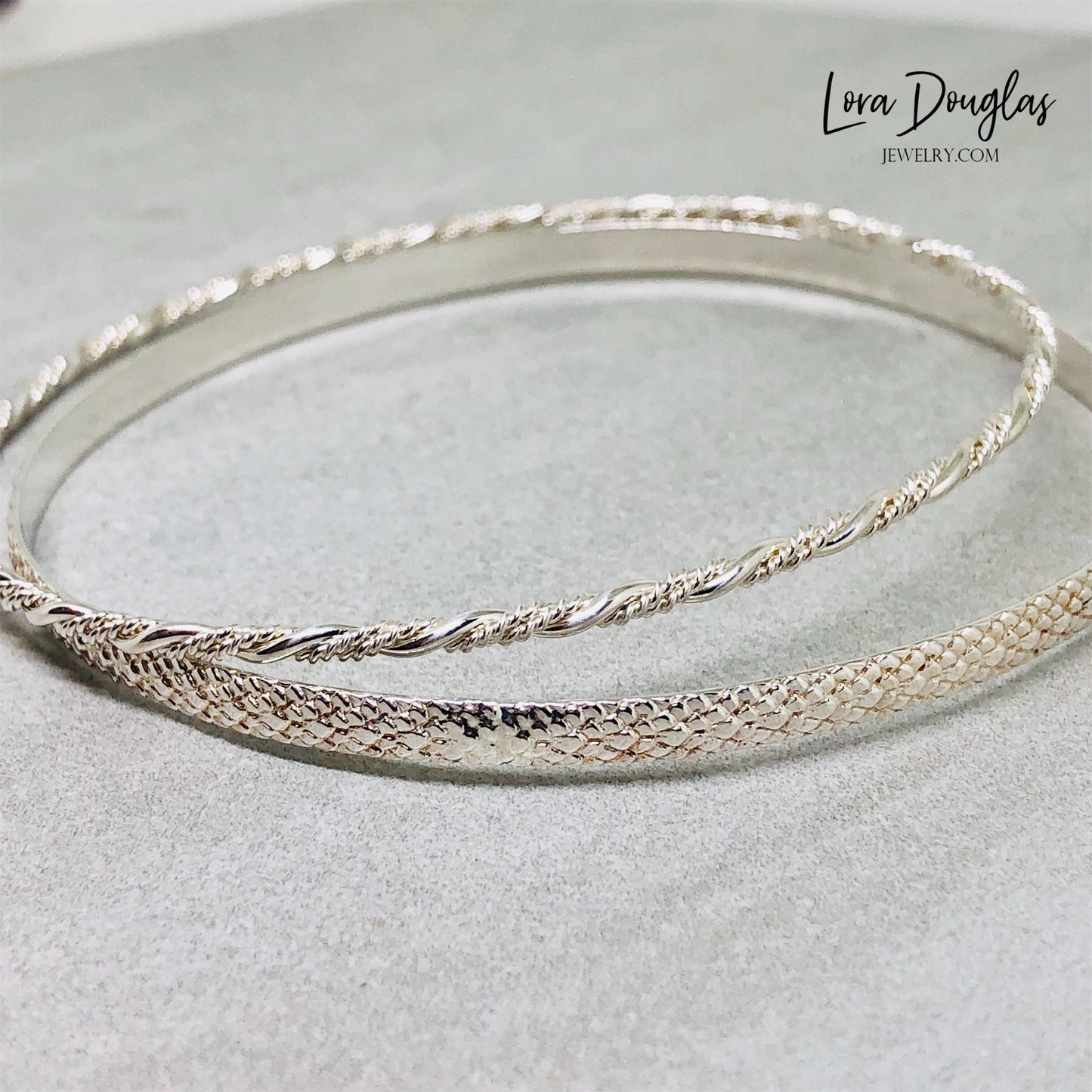 set of two sterling silver bangle bracelets