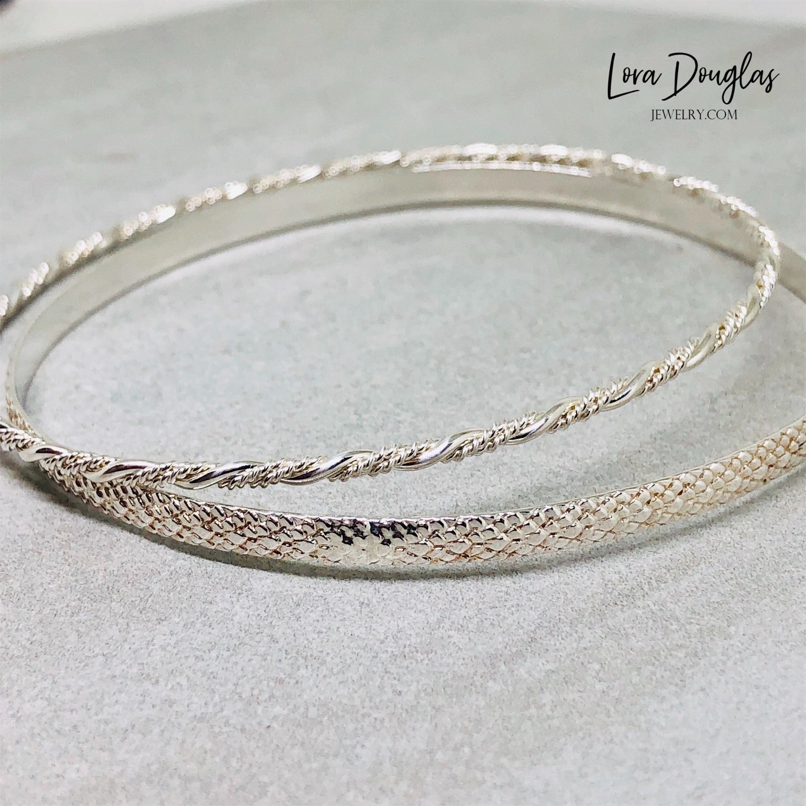 set of two sterling silver bangle bracelets