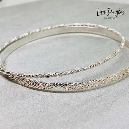 set of two sterling silver bangle bracelets