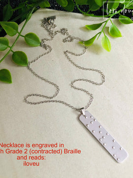I Love You Braille Necklace,  Braille Jewelry