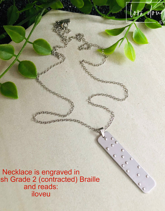 I Love You Braille Necklace,  Braille Jewelry