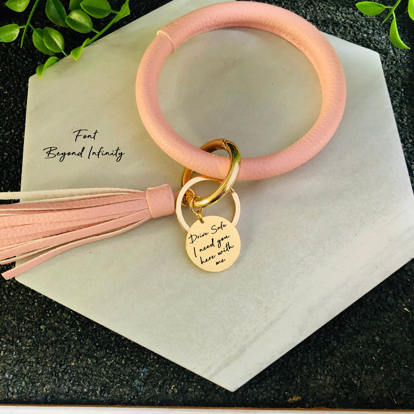 Leather Keychain Bangle Bracelet