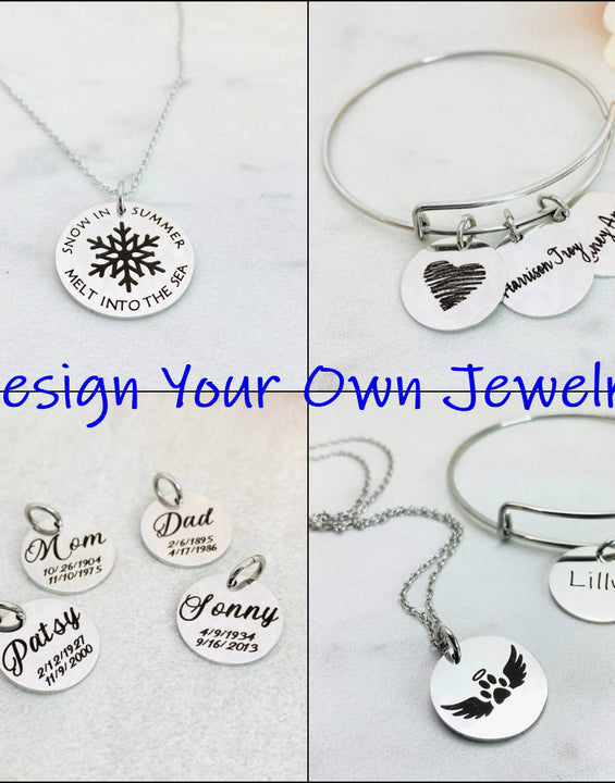Design Your Own Engraved Charm, Necklace, or Bracelet (Medium Disc)