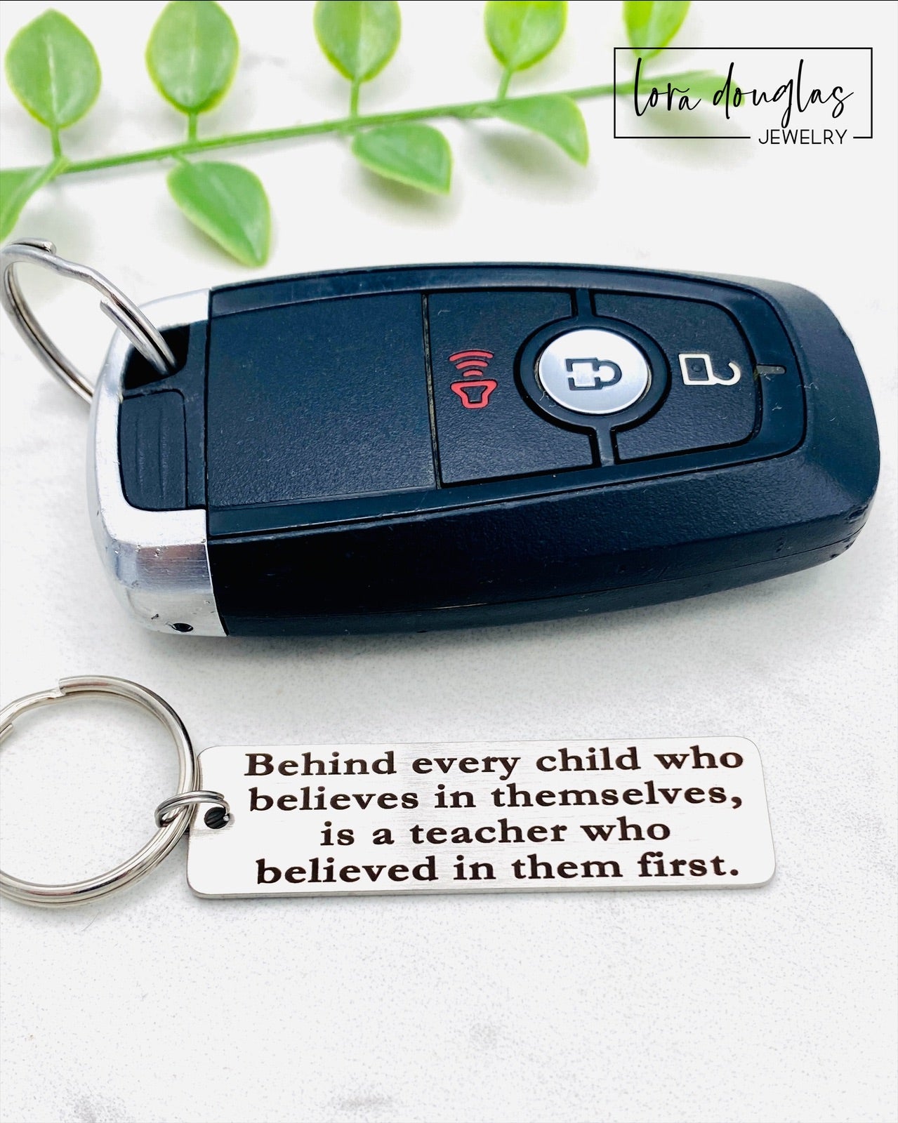 Teacher Appreciation Keychain, Behind Every Child Keychain, Personalized Teacher Gift, Engraved Stainless Steel Keychain