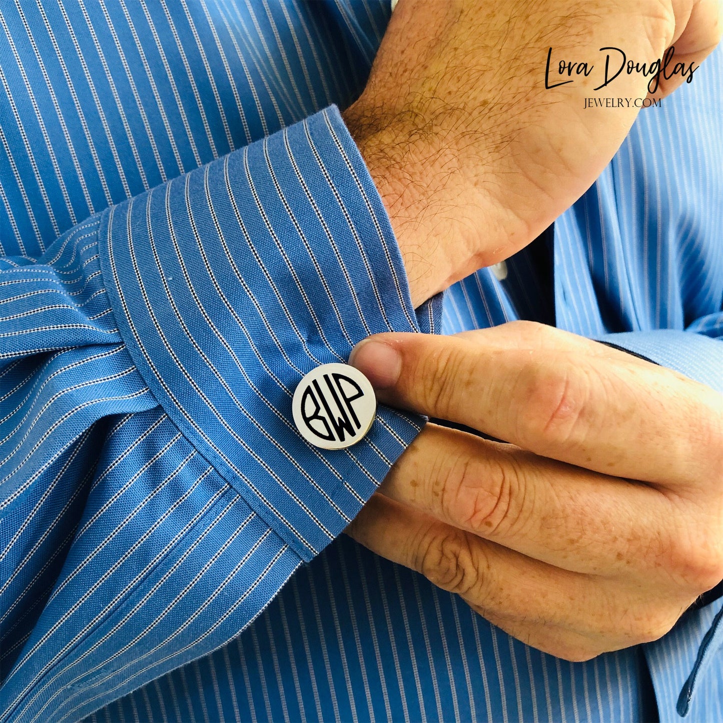 Monogram Cufflinks, Silver Stainless Steel Cufflinks