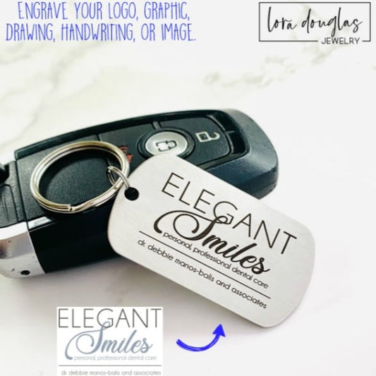 Custom Keychain, Engrave Your Logo, Graphic, Artwork, Handwriting, or Image