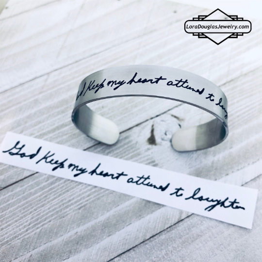 Handwriting Cuff Bracelet Engraved with Handwritten Message
