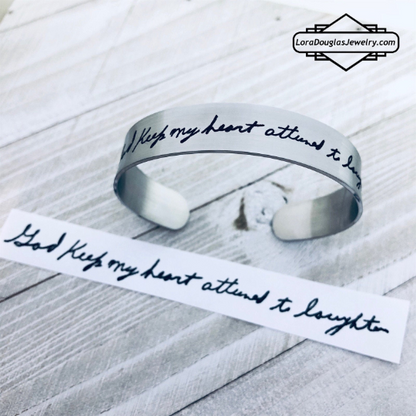 Handwriting Cuff Bracelet Engraved with Handwritten Message