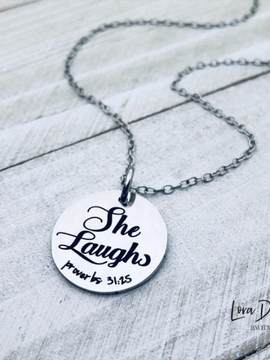 She Laughs, Proverbs 31, Necklace, Bracelet, or Charm