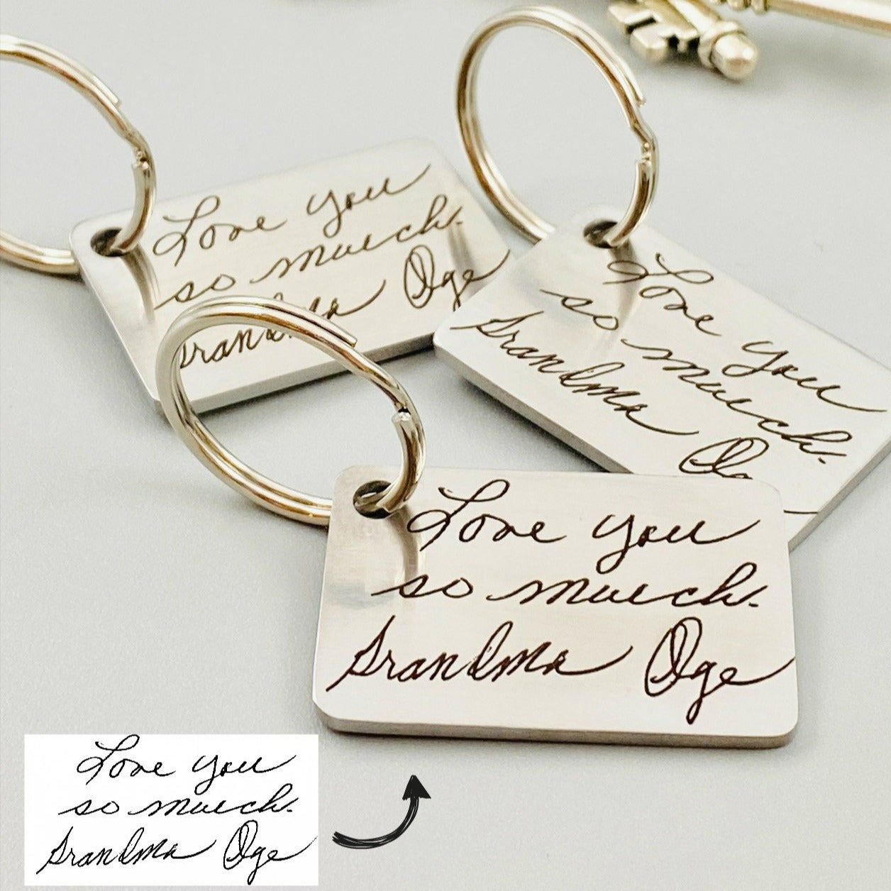 Engraved Handwriting Keychain