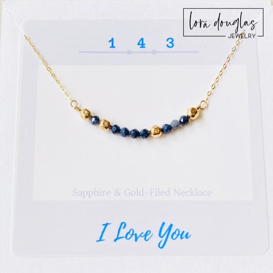 Sapphire Necklace, 1-4-3 I Love You