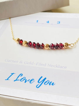 1-4-3: I Love You | Garnet Necklace