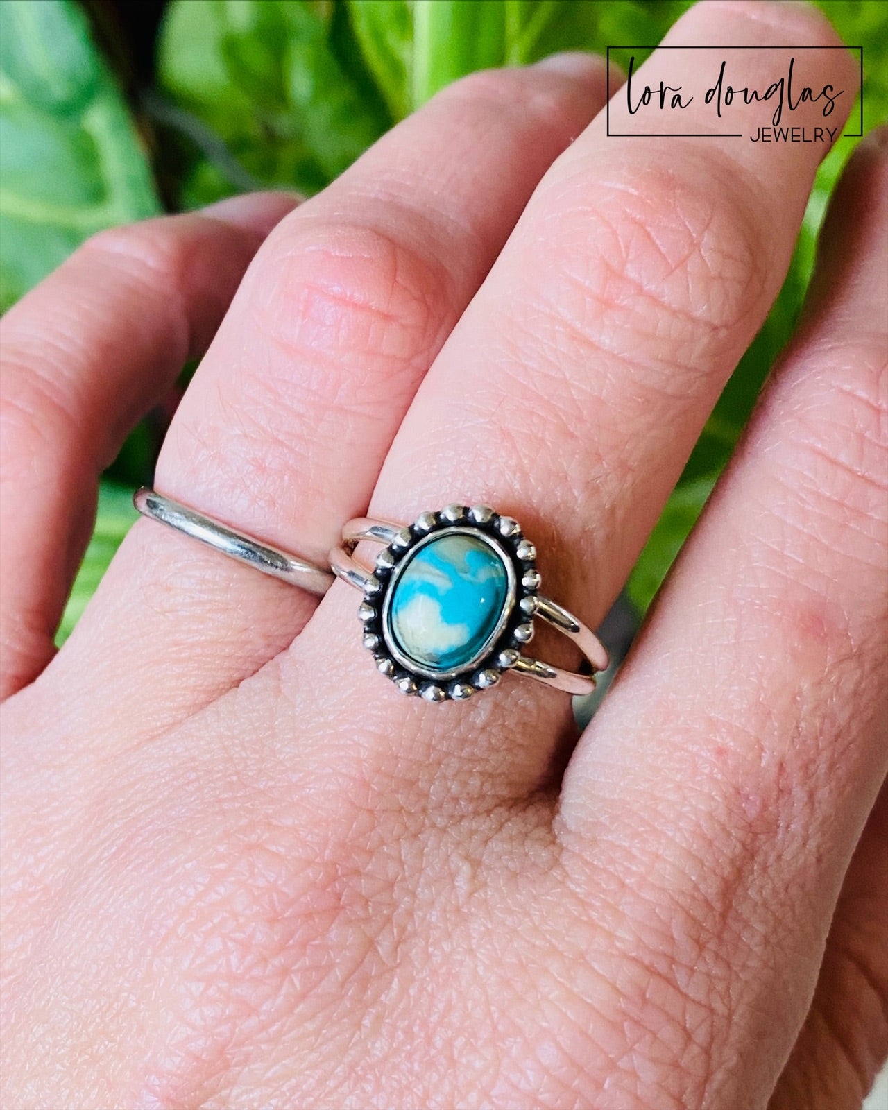 Mona Lisa Turquoise Ring, Sterling Silver, Size 7.75