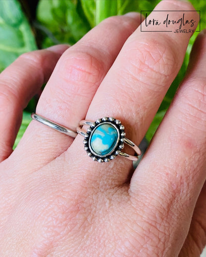 Mona Lisa Turquoise Ring, Sterling Silver, Size 7.75
