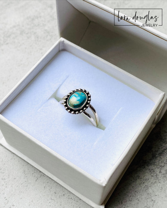 Mona Lisa Turquoise Ring, Sterling Silver, Size 7.75