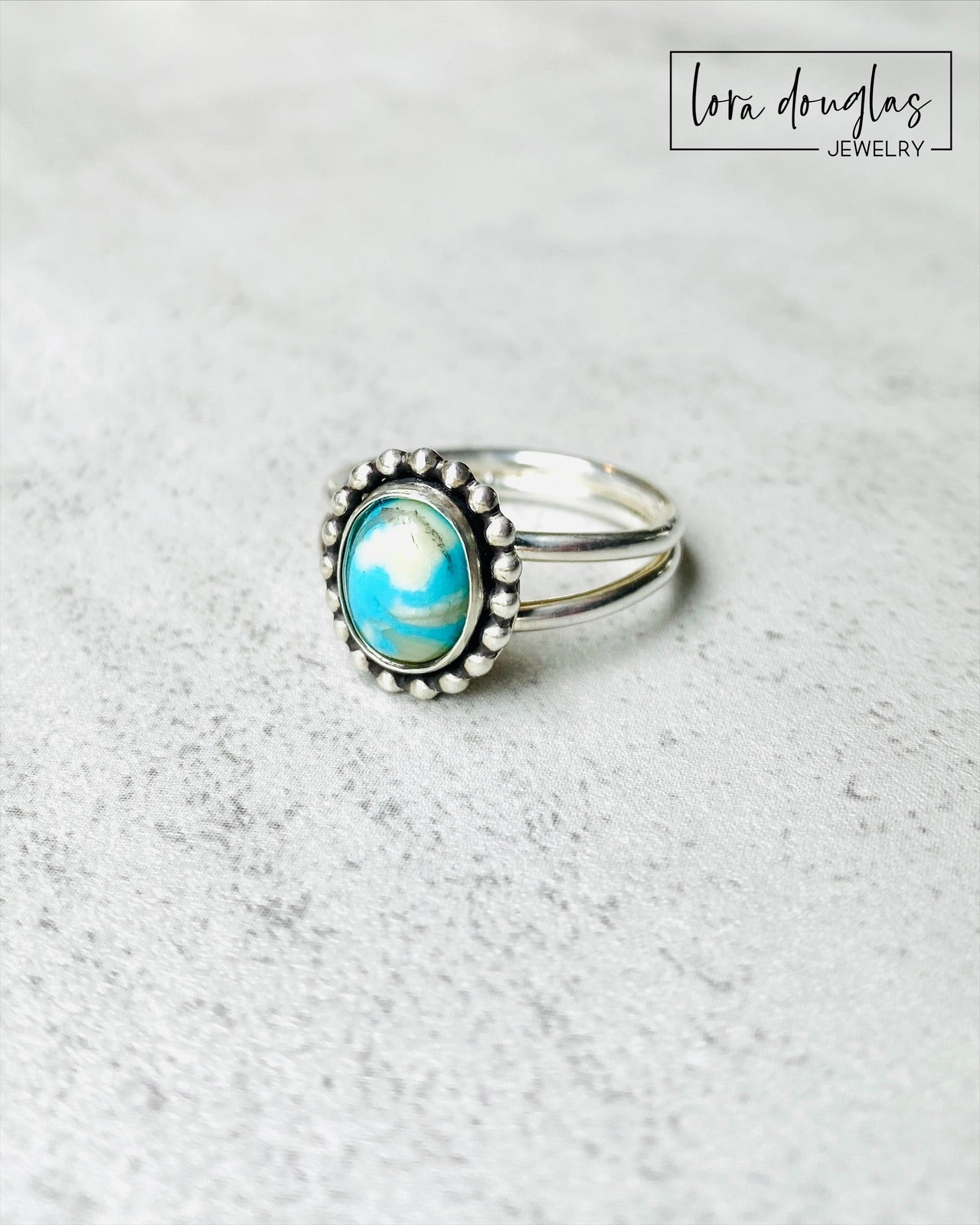 Mona Lisa Turquoise Ring, Sterling Silver, Size 7.75