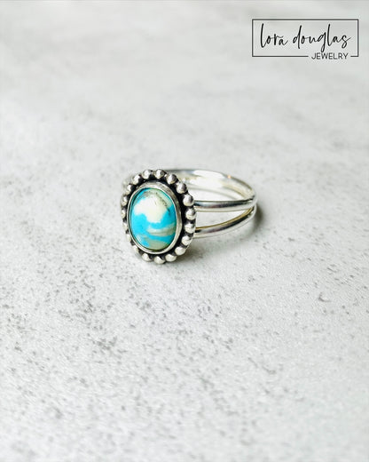 Mona Lisa Turquoise Ring, Sterling Silver, Size 7.75