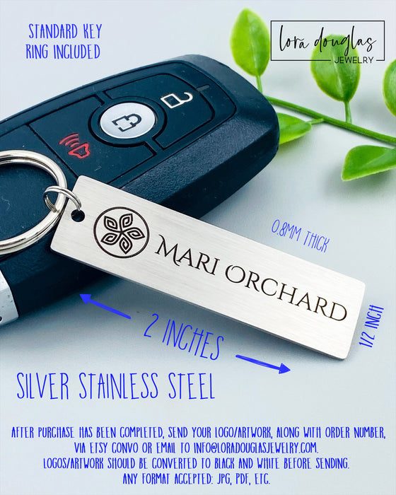 Custom Logo Keychain - Silver Stainless Steel
