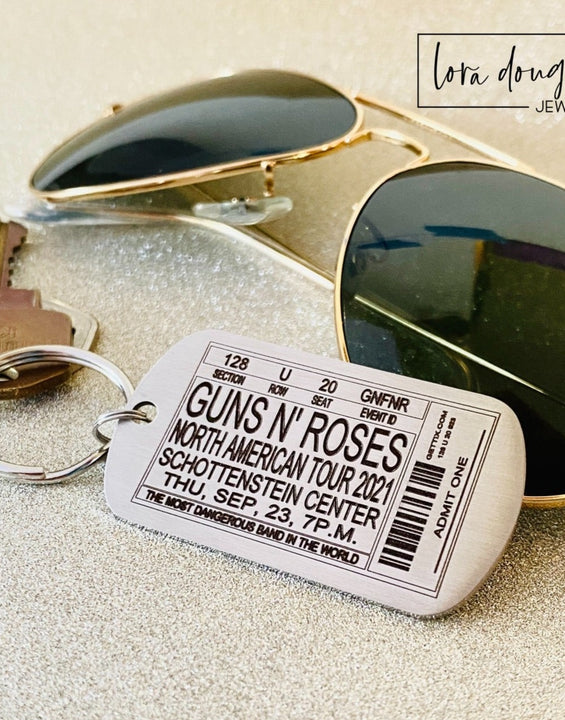 Concert Ticket Key Chain, Personalized for any Band, Concert, or Event