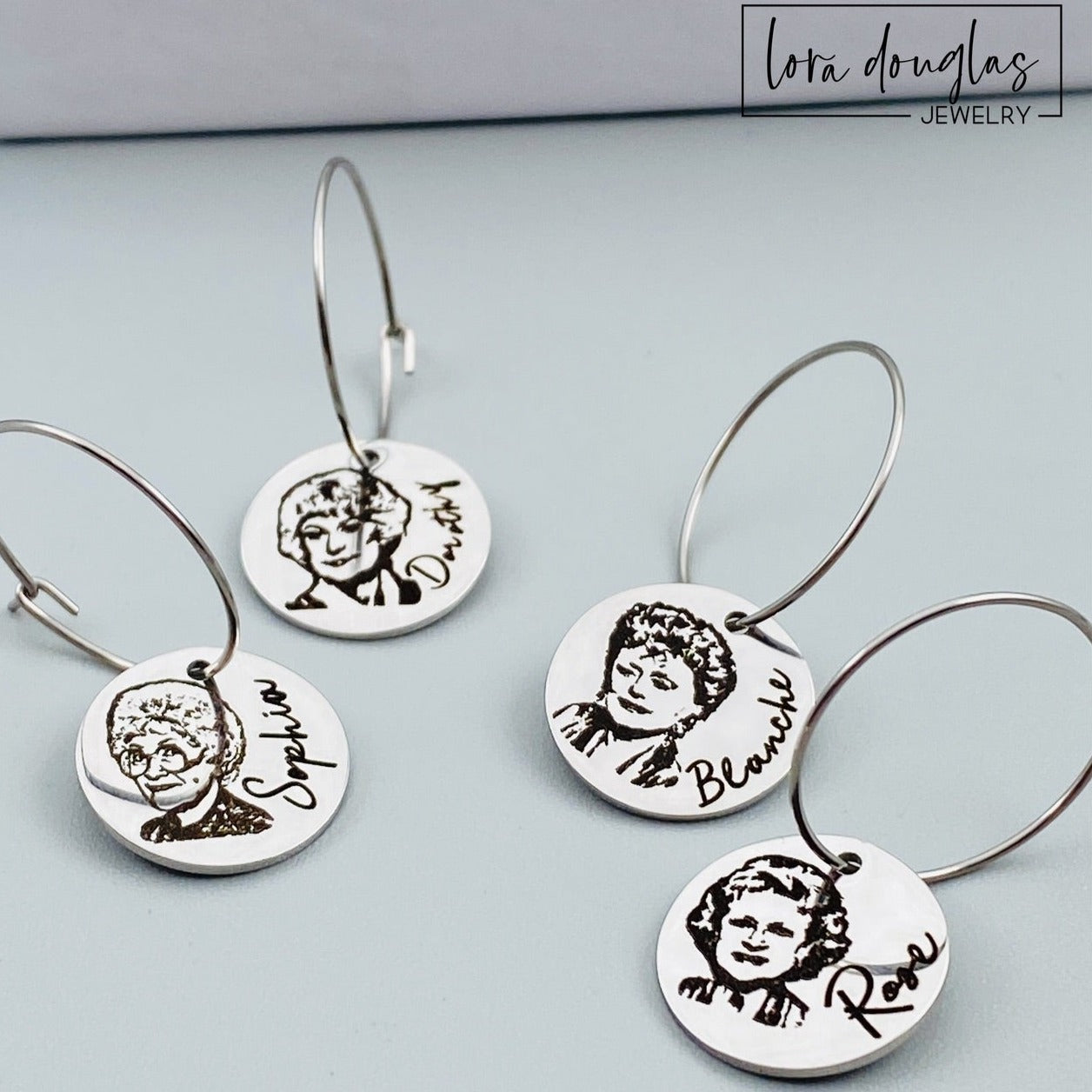 Golden Girls Wine Glass Charm Set