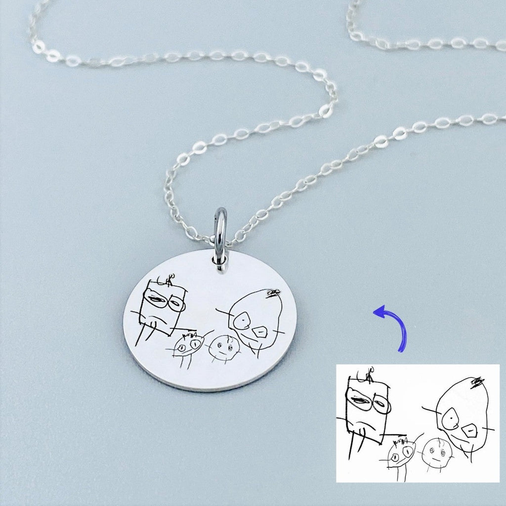 Turn Your Child's Artwork Into Jewelry Custom Engraving by Lora