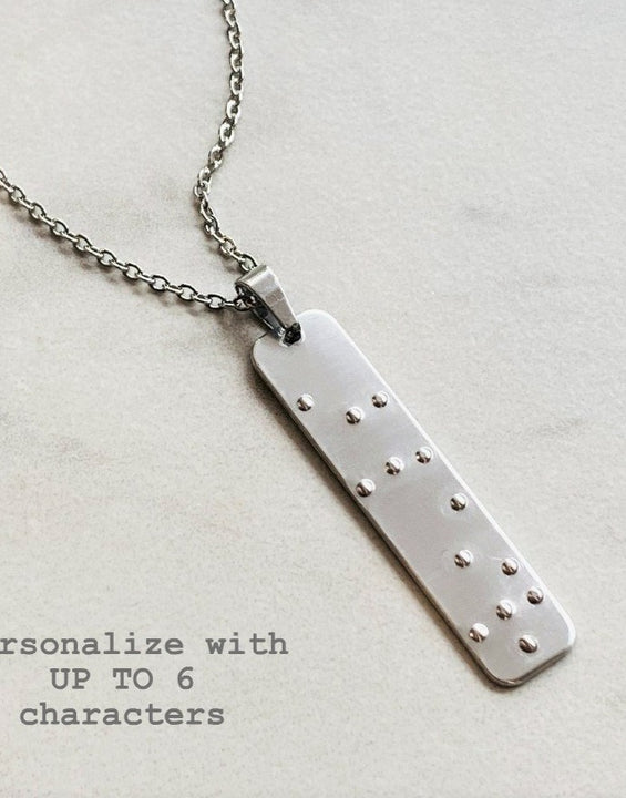Braille Necklace, Personalized Braille Jewelry