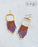 Beaded Fringe Earrings - Bronze and Purple
