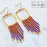Beaded Fringe Earrings - Bronze and Purple