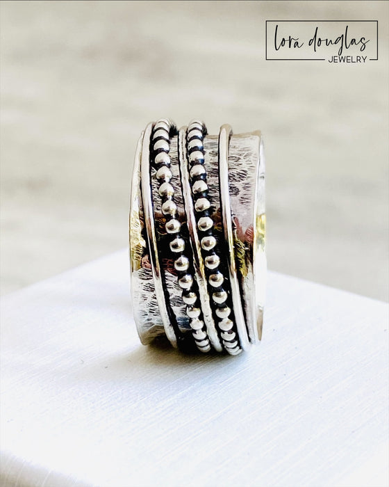 Spinner Ring, Fidget Ring, Sterling Silver, Size 10.5