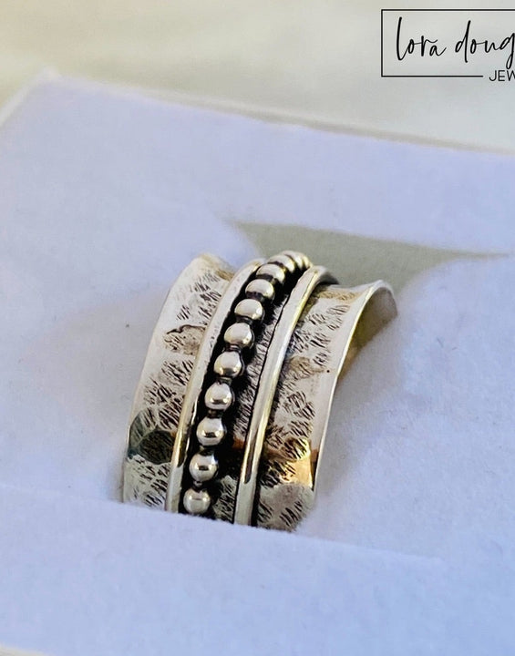 Spinner Ring, Fidget Ring, Sterling Silver, Size 8.5