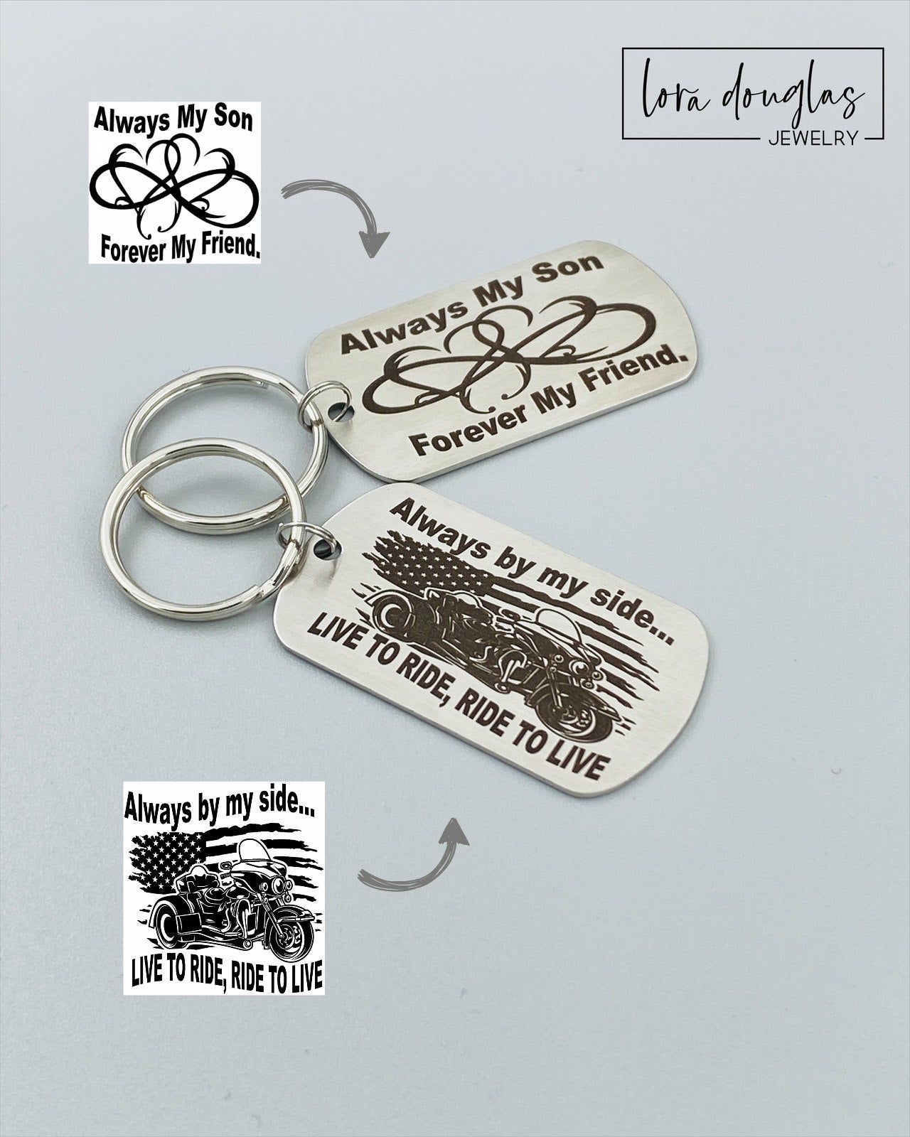 Custom Keychain, Engrave Your Logo, Graphic, Artwork, Handwriting, or Image