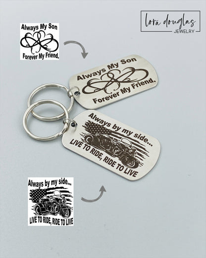 Custom Keychain, Engrave Your Logo, Graphic, Artwork, Handwriting, or Image