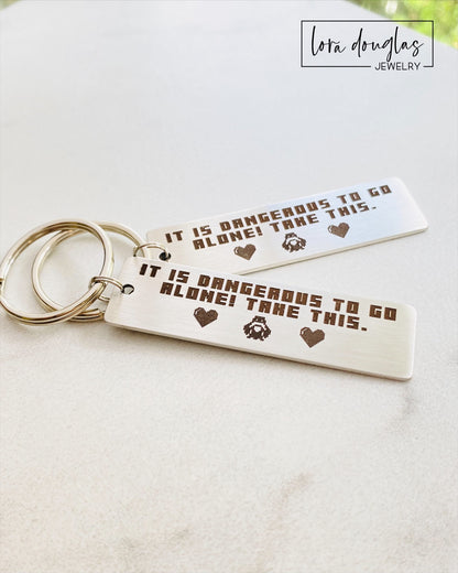 Zelda Inspired Keychain, It is dangerous to go alone! Metal Keychain