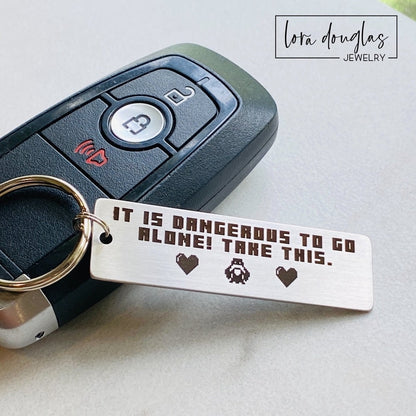 Zelda Inspired Keychain, It is dangerous to go alone! Metal Keychain