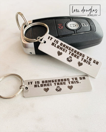 Zelda Inspired Keychain, It is dangerous to go alone! Metal Keychain